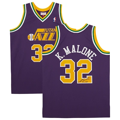 Maillot Swingman autographié violet Mitchell & Ness 1991-92 du Utah Jazz par Karl Malone