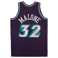 Karl Malone Utah Jazz Autographed Purple Mitchell & Ness 1996-97 Road Swingman Jersey