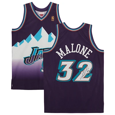 Karl Malone Utah Jazz Autographed Purple Mitchell & Ness 1996-97 Road Swingman Jersey