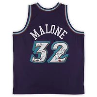 Karl Malone Utah Jazz Autographed Purple Mitchell & Ness 1996 Away Swingman Jersey with Multiple Inscriptions