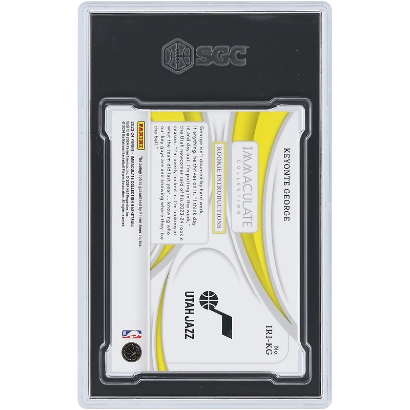 Keyonte George Utah Jazz Autographed 2023-24 Panini Immaculate Collection Rookie Introductions #IRI-KG #39/99 SGC Authenticated 9/10 Rookie Card