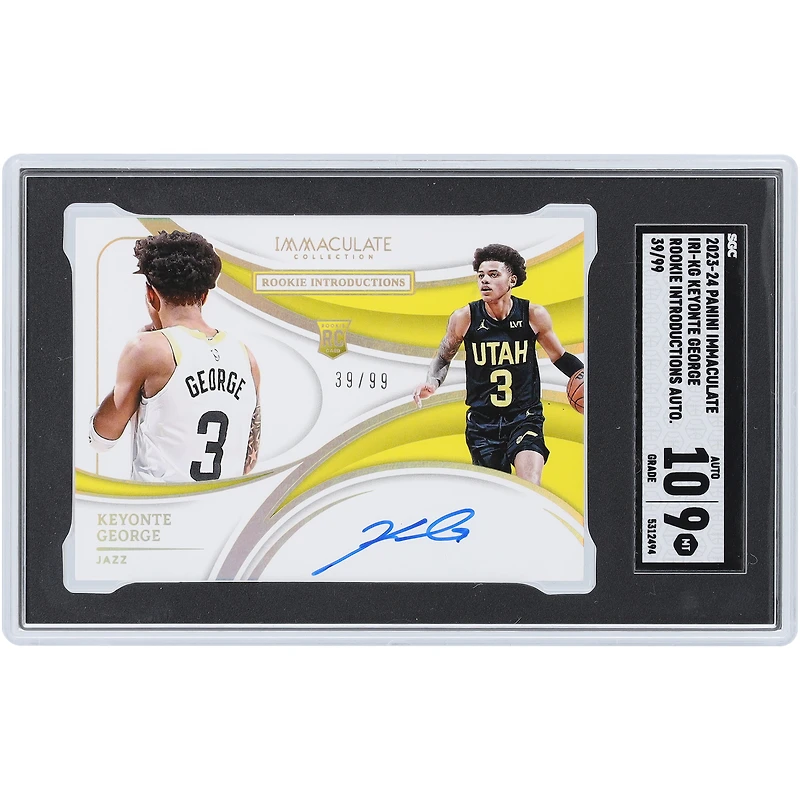 Keyonte George Utah Jazz Autographed 2023-24 Panini Immaculate Collection Rookie Introductions #IRI-KG #39/99 SGC Authenticated 9/10 Rookie Card