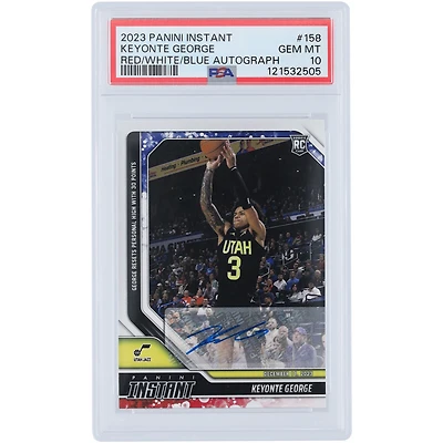 Keyonte George Utah Jazz Autographed 2023 Panini Instant Red White Blue #158 #8/10 PSA Authenticated 10 Rookie Card