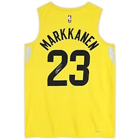 Maillot Nike Swingman Gold Icon autographié par Lauri Markkanen du Utah Jazz