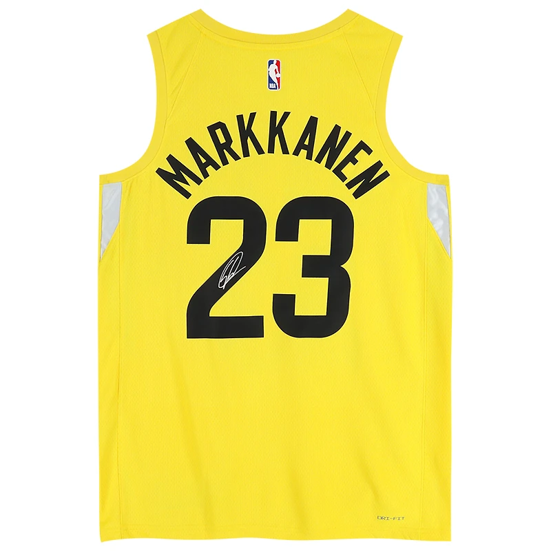 Maillot Nike Swingman Gold Icon autographié par Lauri Markkanen du Utah Jazz