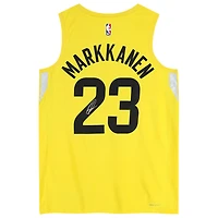 Maillot Nike Swingman Gold Icon autographié par Lauri Markkanen du Utah Jazz