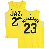 Maillot Nike Swingman Gold Icon autographié par Lauri Markkanen du Utah Jazz