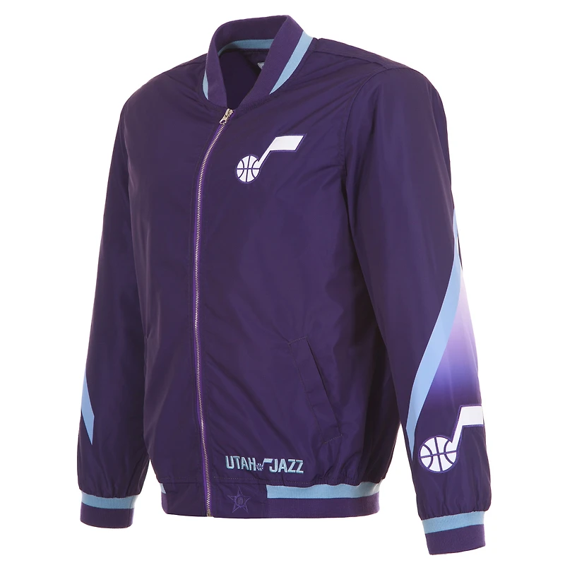Men's JH Design Purple Utah Jazz 2024/25 City Edition Full-Zip Nylon Bomber Jacket