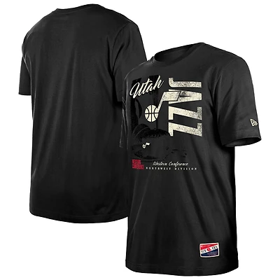 Men's New Era  Black Utah Jazz Distressed Throwback Vintage Color Pack T-Shirt