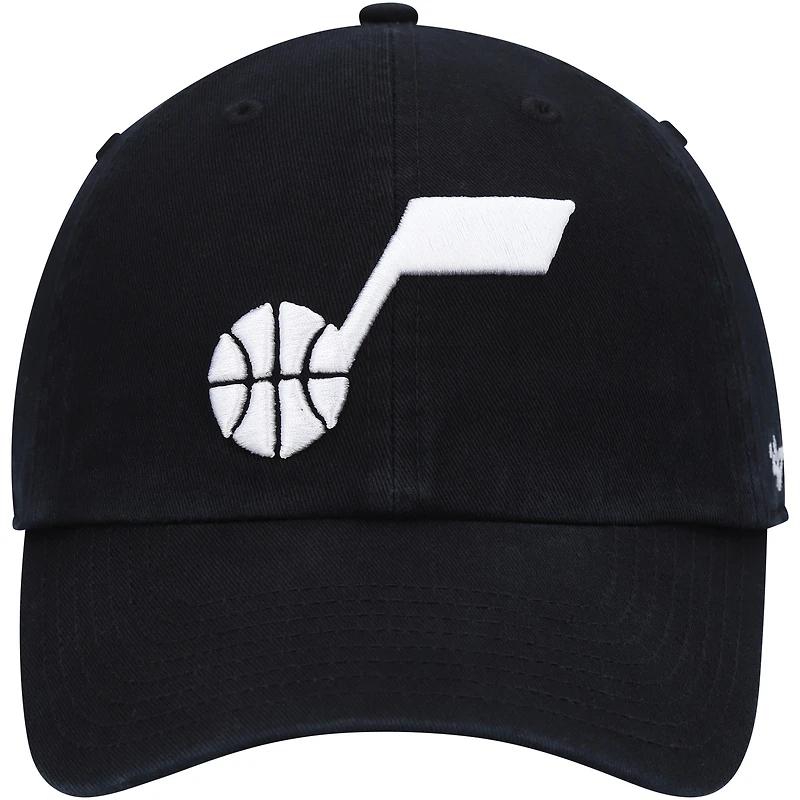 Men's '47  Black Utah Jazz Core Logo Clean Up Adjustable Hat