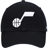Men's '47  Black Utah Jazz Core Logo Clean Up Adjustable Hat