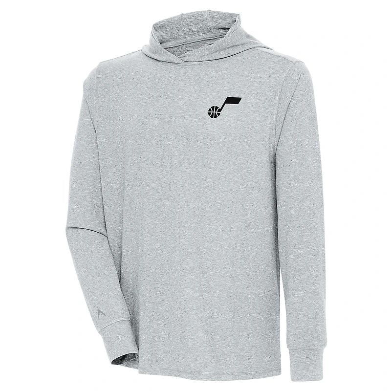 T-shirt à capuche manches longues pour homme, gris chiné, Utah Jazz Saga