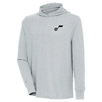 T-shirt à capuche manches longues pour homme, gris chiné, Utah Jazz Saga