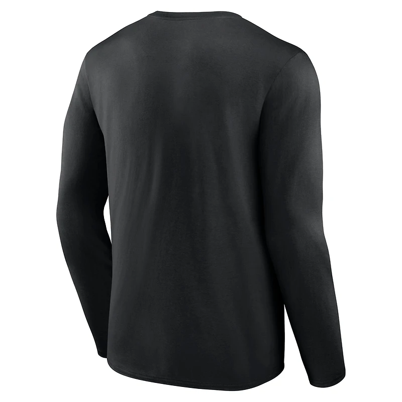 T-shirt à manches longues noir pour homme avec logo principal des Utah Jazz