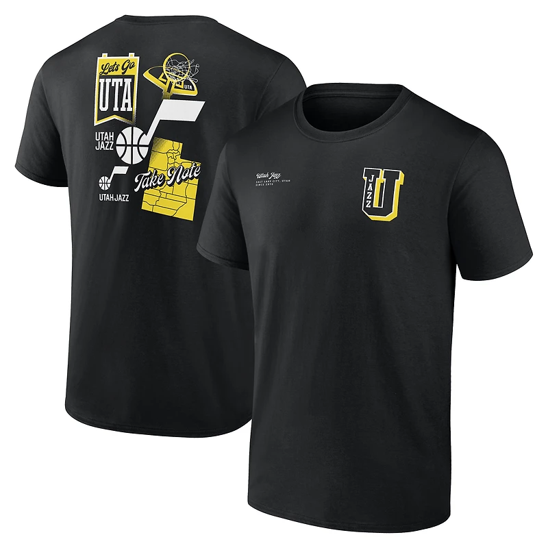 T-shirt noir pour homme Utah Jazz Split Zone