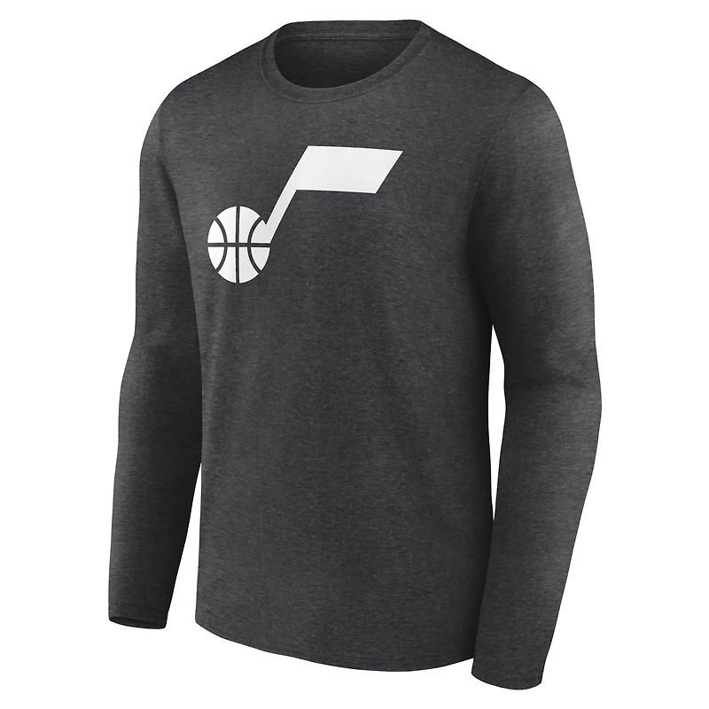 T-shirt à manches longues anthracite pour homme avec logo principal des Utah Jazz