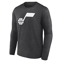 T-shirt à manches longues anthracite pour homme avec logo principal des Utah Jazz
