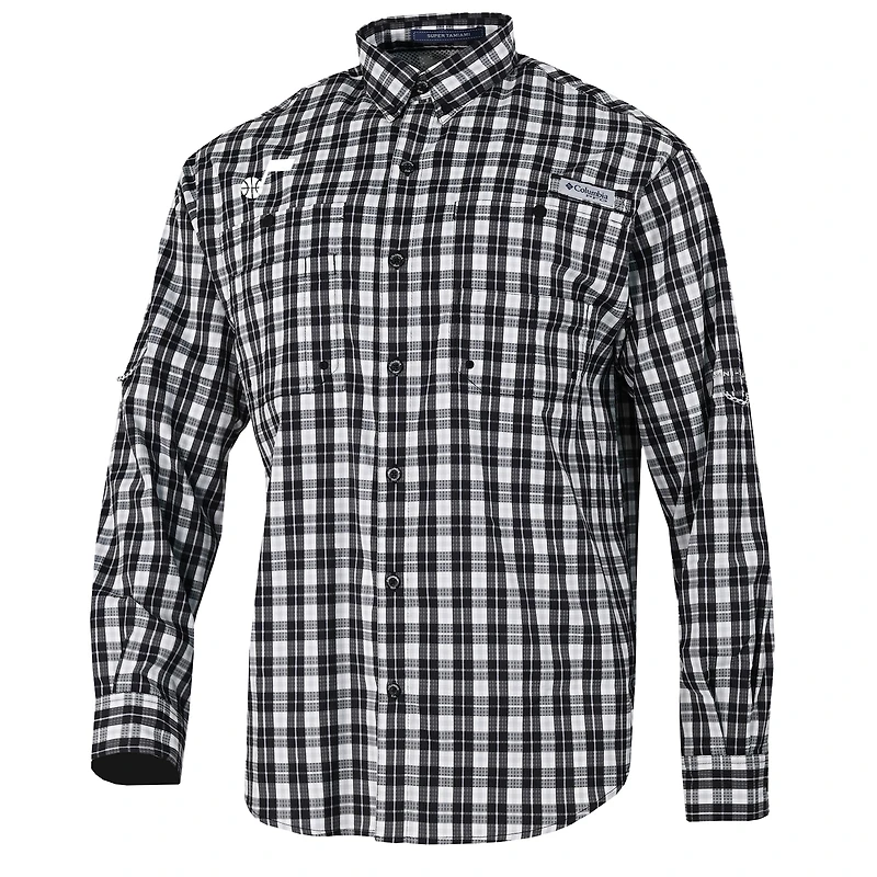 Men's Columbia Black Utah Jazz Super Tamiami Omni-Shade Long Sleeve Button-Down Shirt