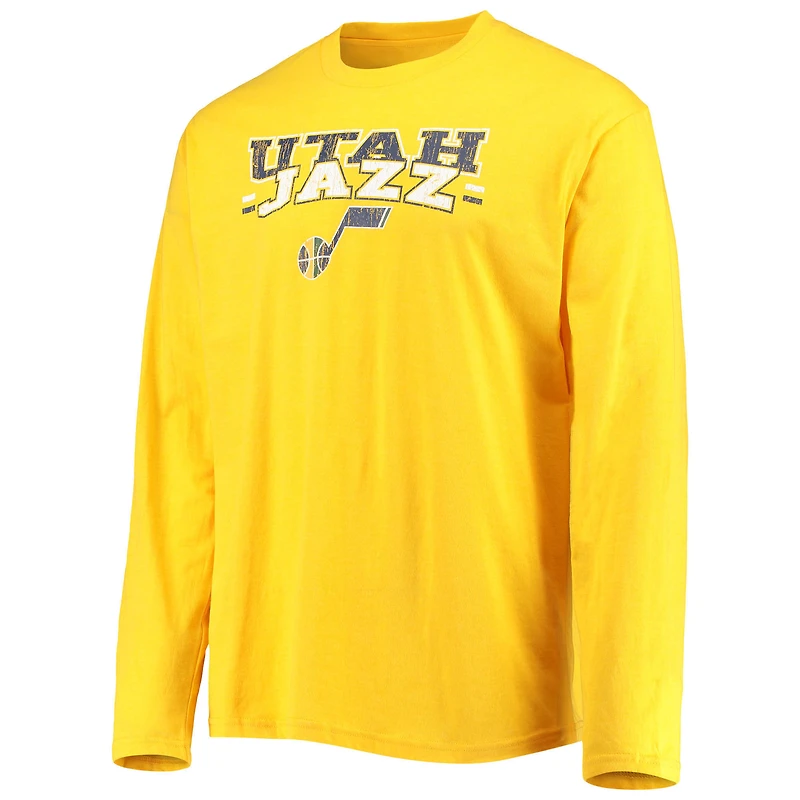 Ensemble de nuit pour homme Concepts Sport bleu marine/doré avec haut à manches longues et pantalon Utah Jazz