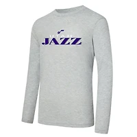 Ensemble t-shirt à manches longues et pantalon carreaux Utah Jazz Regulate violet/gris chiné pour homme