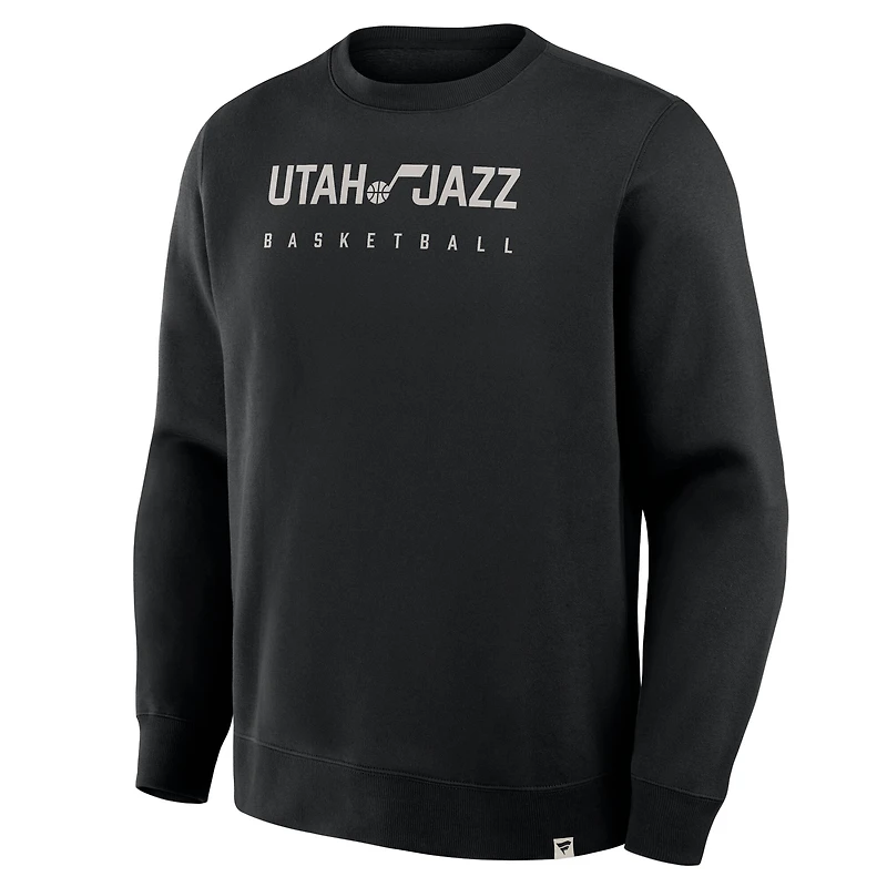 Men's Fanatics Black Utah Jazz Crossover Collection Defensive Rotation Drill Premium Pullover Sweatshirt