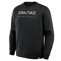 Men's Fanatics Black Utah Jazz Crossover Collection Defensive Rotation Drill Premium Pullover Sweatshirt