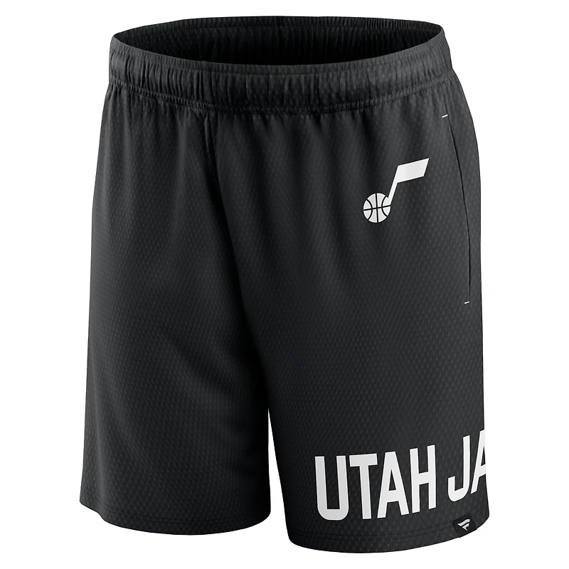 Short en maille à lancer franc Fanatics noir Utah Jazz pour hommes