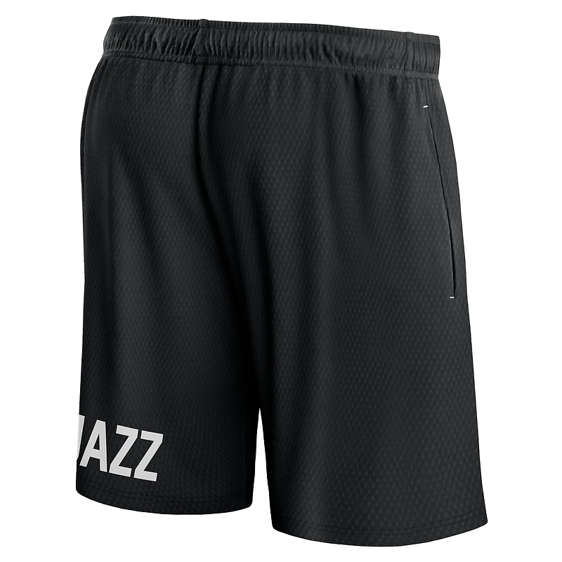 Short en maille à lancer franc Fanatics noir Utah Jazz pour hommes