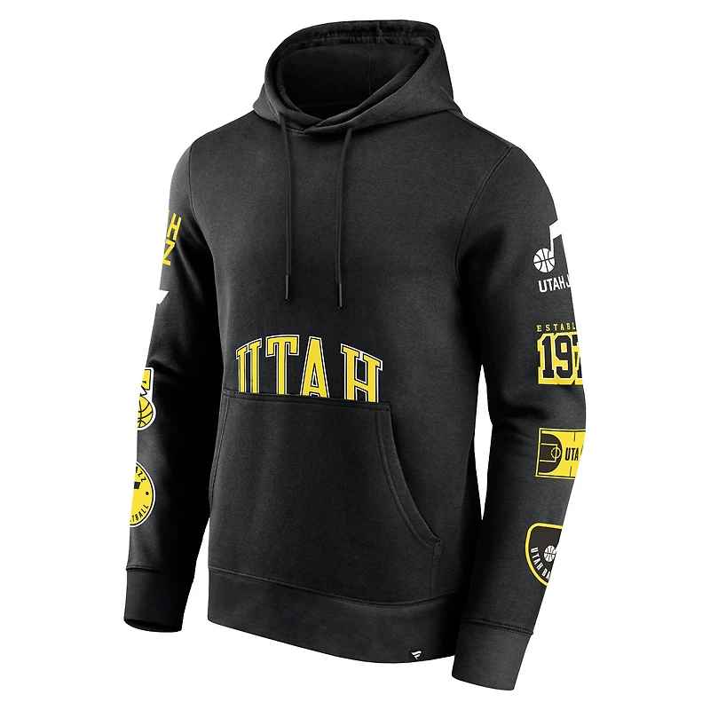 Sweat à capuche noir Utah Jazz Home Court Fanatics pour hommes