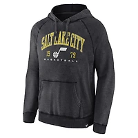 Men's Fanatics Heather Charcoal Utah Jazz Foul Trouble Snow Wash Raglan Pullover Hoodie