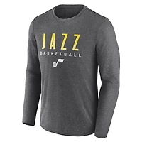 T-shirt à manches longues Fanatics Heather Charcoal Utah Jazz Where Legends Play pour hommes