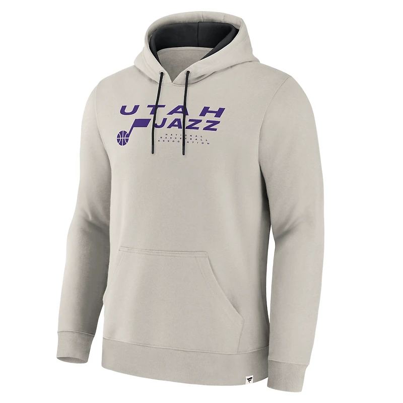 Sweat à capuche premium blanc cassé Utah Jazz Crossover Collection Blocked Shot pour homme