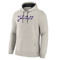 Sweat à capuche premium blanc cassé Utah Jazz Crossover Collection Blocked Shot pour homme
