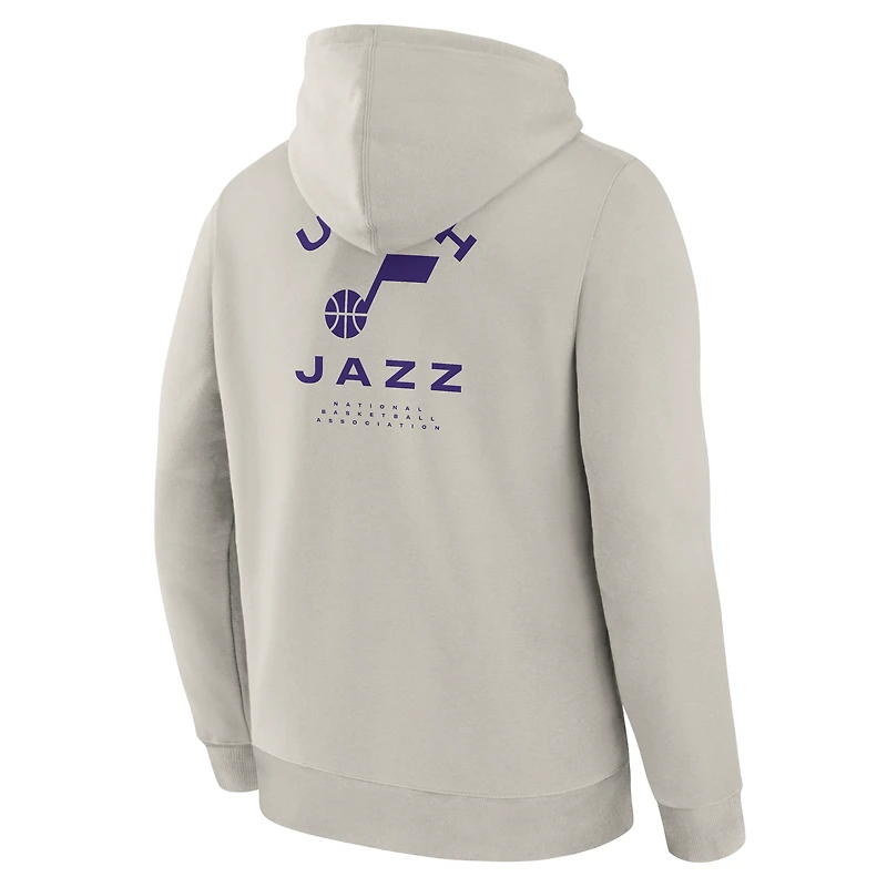 Sweat à capuche premium blanc cassé Utah Jazz Crossover Collection Blocked Shot pour homme
