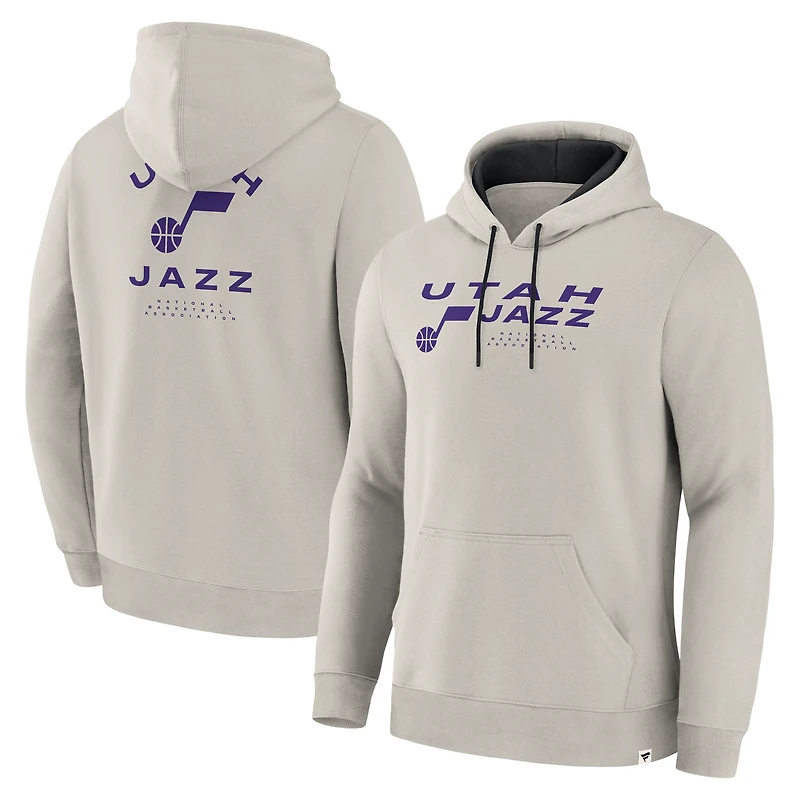 Sweat à capuche premium blanc cassé Utah Jazz Crossover Collection Blocked Shot pour homme