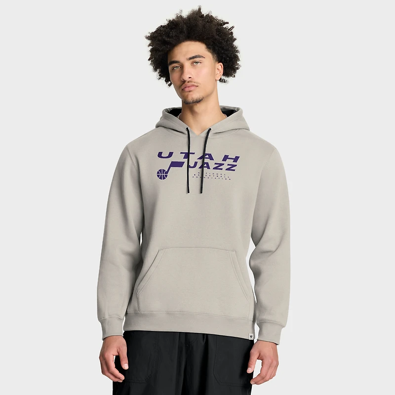 Men's Fanatics Off White Utah Jazz Crossover Collection Blocked Shot Premium Pullover Hoodie