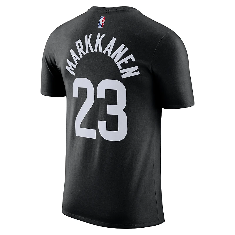 T-shirt Jordan Brand Lauri Markkanen noir pour homme, édition Statement, avec nom et numéro des Utah Jazz