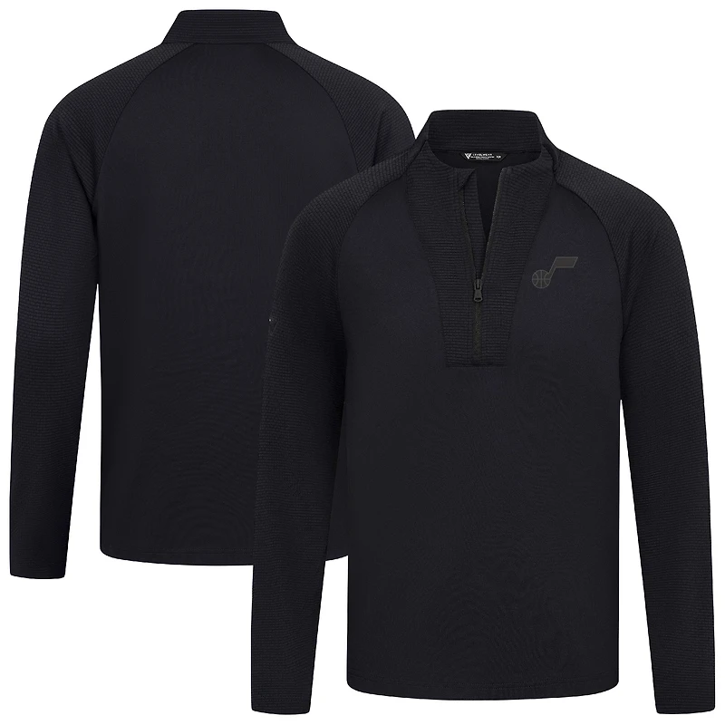 Haut de volley noir Levelwear pour homme, zippé en quart tour, Utah Jazz