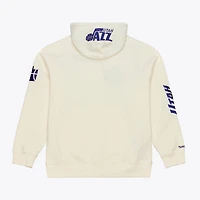 Sweat à capuche en polaire premium Mitchell & Ness crème Utah Jazz Hardwood Classics pour homme