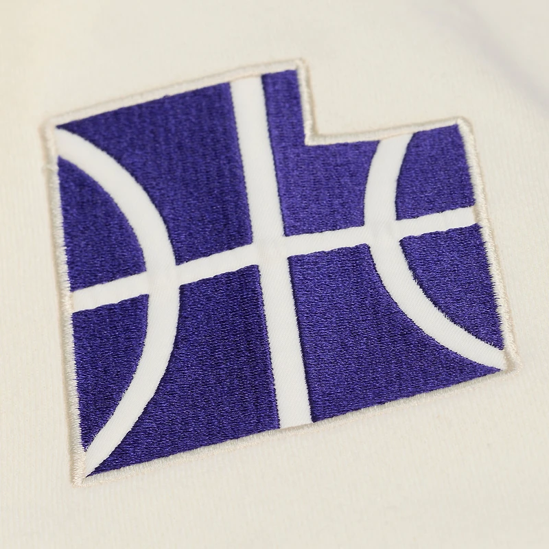 Sweat à capuche en polaire premium Mitchell & Ness crème Utah Jazz Hardwood Classics pour homme