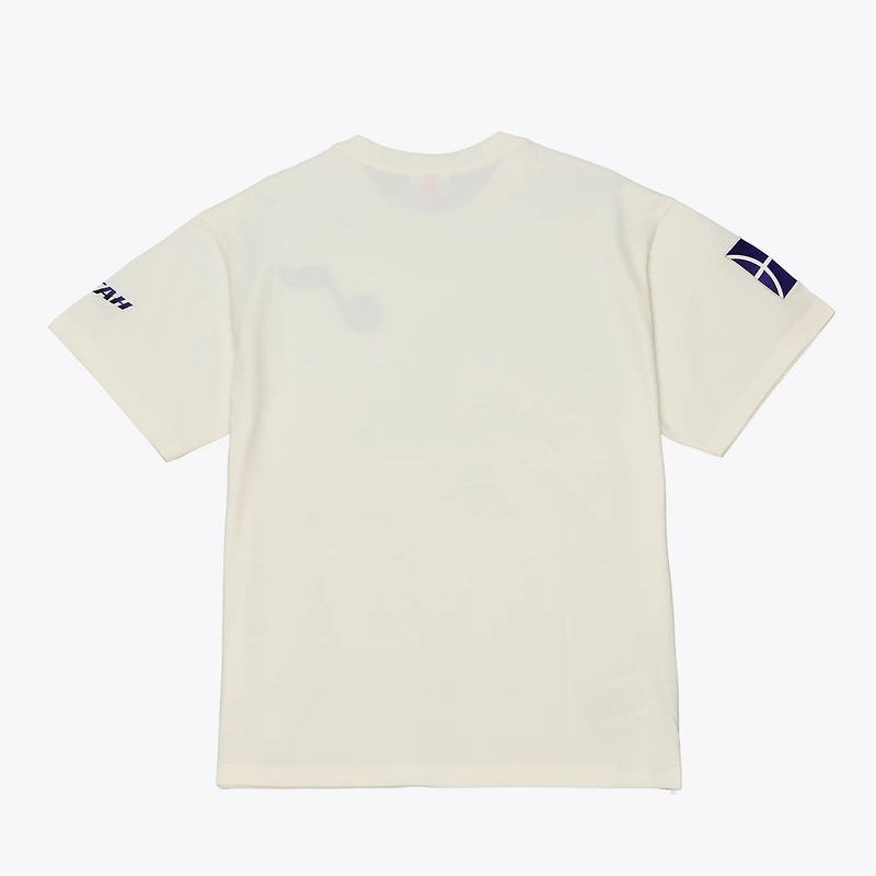 Men's Mitchell & Ness Cream Utah Jazz Hardwood Classics Chainstitch Premium T-Shirt