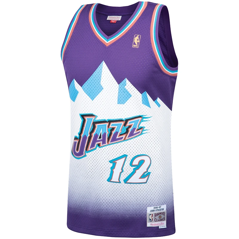 Maillot Swingman Mitchell & Ness John Stockton violet Utah Jazz Hardwood Classics pour hommes