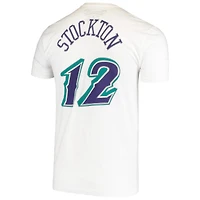 Men's Mitchell & Ness John Stockton White Utah Jazz Hardwood Classics Stitch Name Number T-Shirt