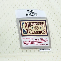 Men's Mitchell & Ness Karl Malone Cream Utah Jazz Chainstitch Swingman Jersey