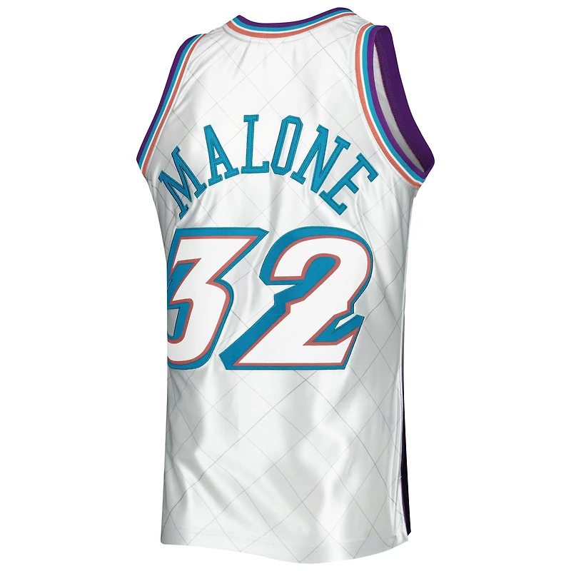 Mitchell & Ness Karl Malone Platine Utah Jazz 1996/97 Hardwood Classics 75e Anniversaire Swingman Maillot Homme