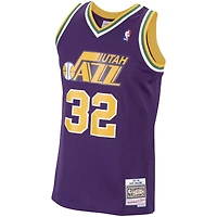 Maillot Swingman Mitchell & Ness Karl Malone violet Utah Jazz 1991/92 Hardwood Classics pour hommes