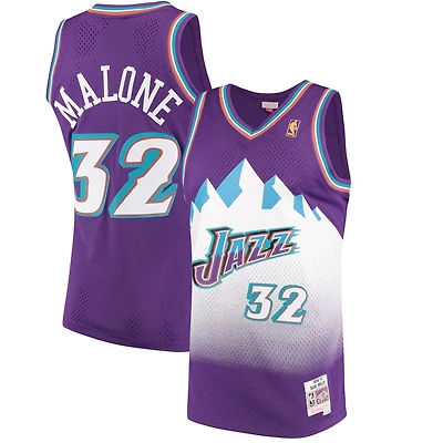 Men's Mitchell & Ness Karl Malone Purple Utah Jazz 1996/97 Hardwood Classics Swingman Jersey