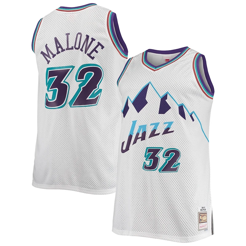 Men's Mitchell & Ness Karl Malone White Utah Jazz 1996/97 Big Tall Hardwood Classics Swingman Jersey