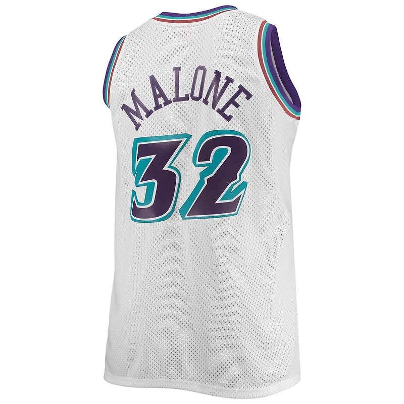 Maillot Swingman Mitchell & Ness Karl Malone blanc Utah Jazz 1996/97 Big Tall Hardwood Classics pour hommes