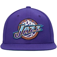 Casquette Snapback Utah Jazz Hardwood Classics Team Ground 2.0 violette Mitchell & Ness pour hommes
